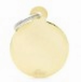 My Family USA Pet Tag - Basic Gold - Circle Golden Brass - Small dog accessories dog collar dog leash dog bowtie dog backpack