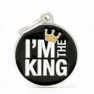 My Family USA Pet Tag - Circles Apoxie "Charms" - I'm The King - Large dog accessories dog collar dog leash dog bowtie dog backpack