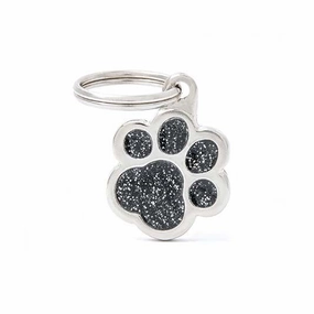 My Family USA Pet Tag - Glitter Apoxie Shapes "Shine" - Paw Glitter Black - Small dog accessories dog collar dog leash dog bowtie dog backpack