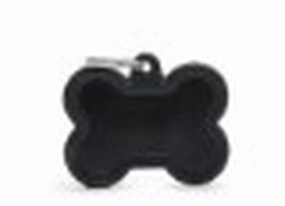 My Family USA Pet Tag - New "Hushtag" - Black Bone Aluminum Black Rubber - Large dog accessories dog collar dog leash dog bowtie dog backpack