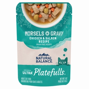 Natural Balance Original Ultra Platefulls Chicken & Salmon Recipe Morsels in Gravy Wet Cat Food Pouches cat calming diffuser cat stress relief anxiety cat treats cat relaxing spray pet mood aid