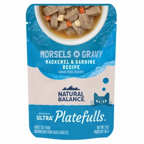 Natural Balance Original Ultra Platefulls Mackerel & Sardine Recipe Morsels in Gravy Wet Cat Food Pouches cat calming diffuser cat stress relief anxiety cat treats cat relaxing spray pet mood aid