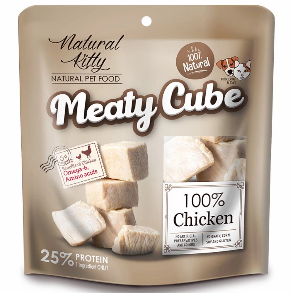 Natural Kitty Meaty Cube 100% Chicken Treats For Cats & Dogs 60g chicken fence goat pen animal fencing electric fencing portable livestock fence