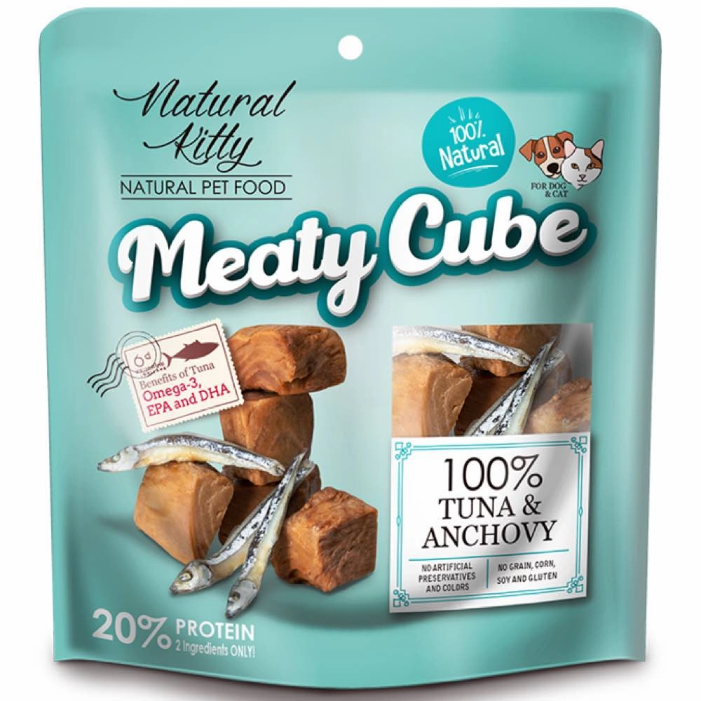 Natural Kitty Meaty Cube 100% Tuna & Anchovy Treats For Cats & Dogs 60g cat snacks catnip treats healthy cat food cat reward treats low calorie cat food