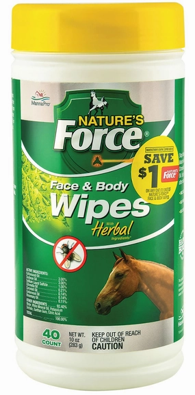 Nature's Force Face & Body Pest Preventative Wipes for Horses pet shampoo pet brush pet wipes pet scissors pets comb