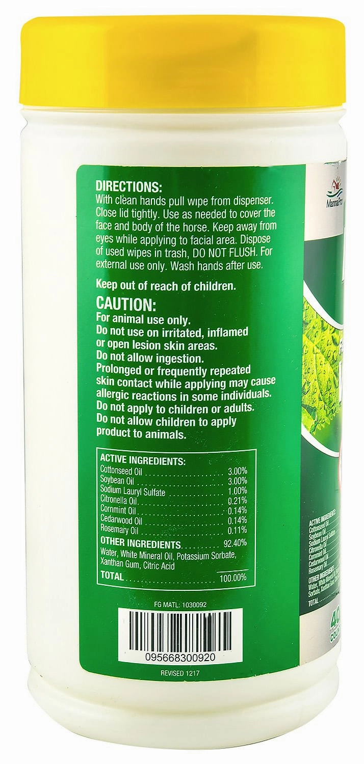 Nature's Force Face & Body Pest Preventative Wipes for Horses