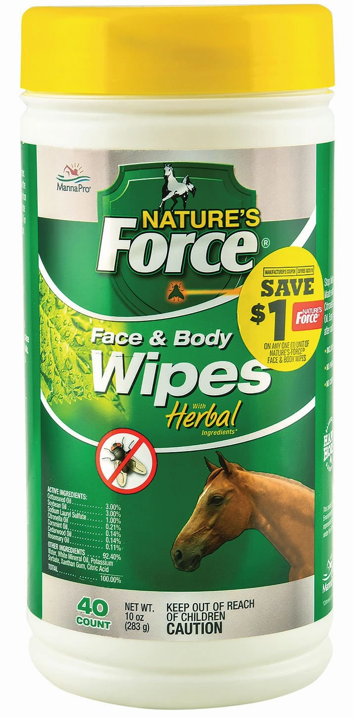Nature's Force Face & Body Pest Preventative Wipes for Horses pet shampoo pet brush pet wipes pet scissors pets comb