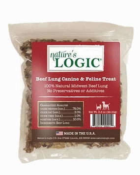 Nature's Logic Dog Treat Beef Lung Bites 3.5oz Bag goat vitamins sheep health poultry medicine livestock supplement animal wellness