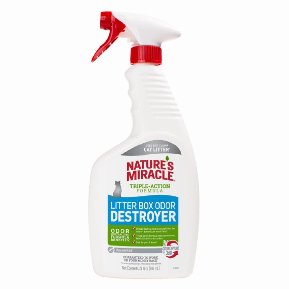 Natures Miracle Litter Box Odor Destroyer Unscented Spray 24oz kitten supplies kitten toys kitten food kitten litter box kitten bed