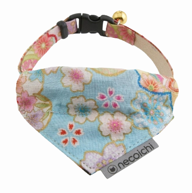 Necoichi Bandana Cat Collar W/ Air Tag Pocket - Blue cat toys interactive cat toys cat teaser wand cat balls cat laser pointer