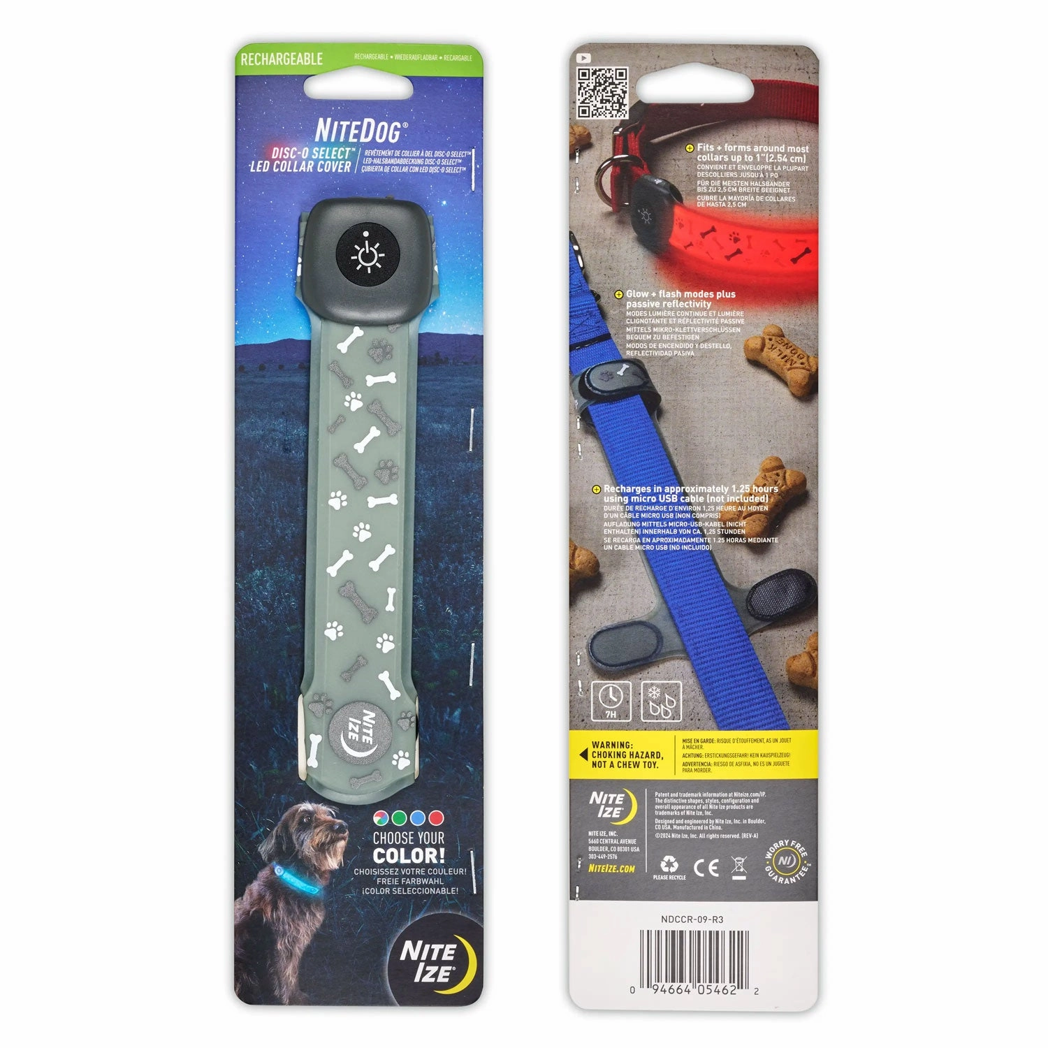 NiteDog Rechargeable LED Collar Cover, Disc-o Select dog leash harness set dog leash clip rope dog leash retractable leash