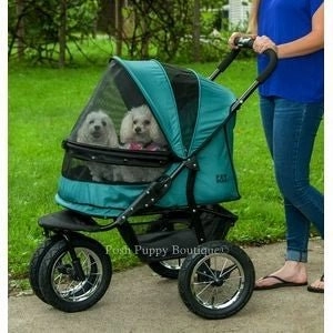No-Zip Double Pet Stroller- Pine Green