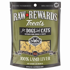 Northwest Naturals Raw Rewards Freeze-Dried Dog & Cat Treats Lamb Liver 3oz Bag goat vitamins sheep health poultry medicine livestock supplement animal wellness