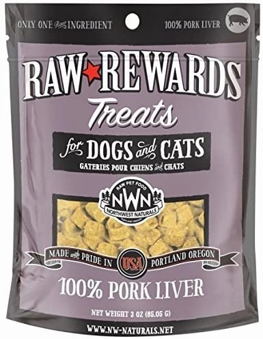 Northwest Naturals Raw Rewards Freeze-Dried Dog & Cat Treats Pork Liver goat vitamins sheep health poultry medicine livestock supplement animal wellness
