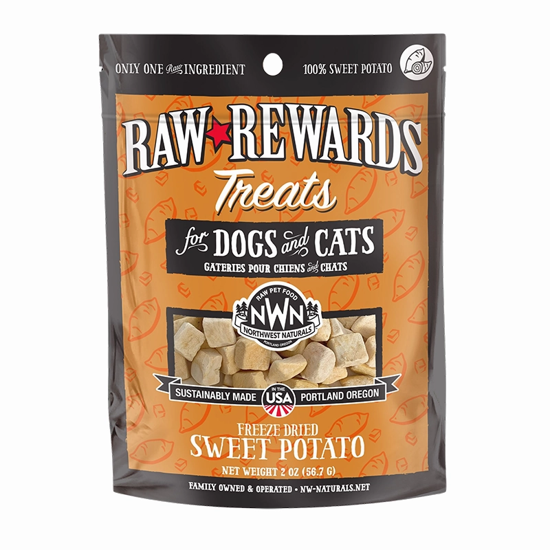 Northwest Naturals Raw Rewards Freeze-Dried Dog & Cat Treats Sweet Potato 2oz Bag goat vitamins sheep health poultry medicine livestock supplement animal wellness