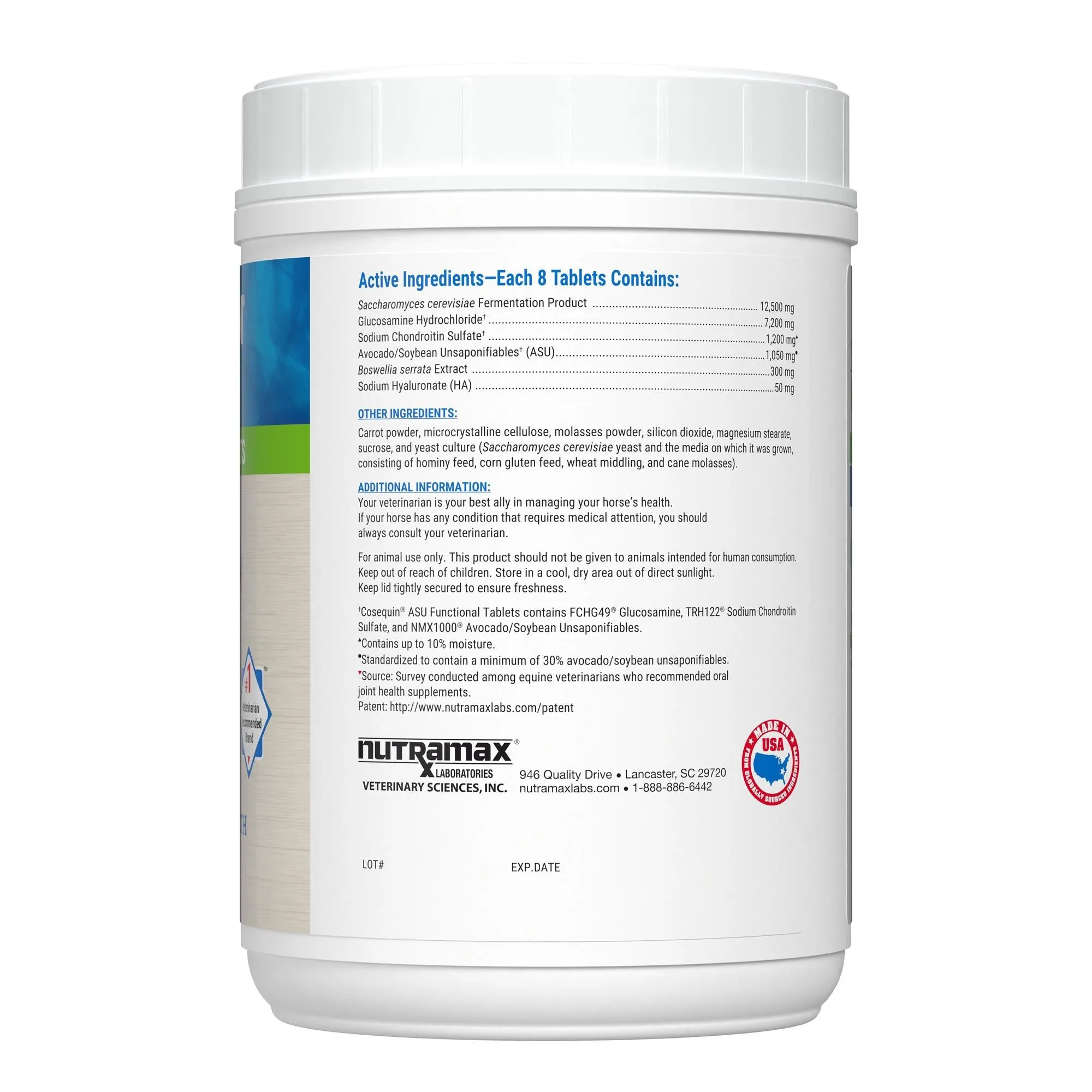 Nutramax Cosequin ASU Joint & Digestive Health Functional Tablets for Horses, 240 Tablets
