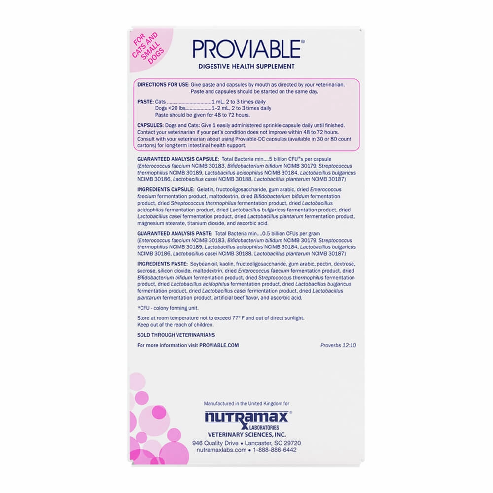 Nutramax Proviable-KP/DC Kit for Dogs and Cats, 10 Capsules