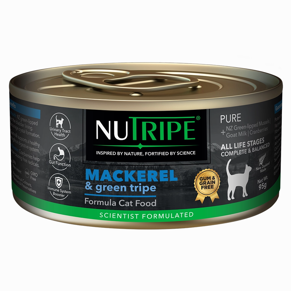 Nutripe Cat Gum & Grain Free Pure Mackerel & Green Tripe 95g