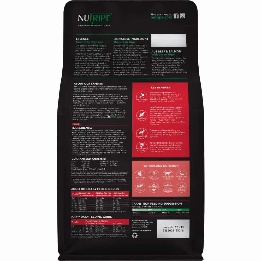 Nutripe Essence Australian Beef & Salmon with Green Tripe Grain-Free Dry Dog Food