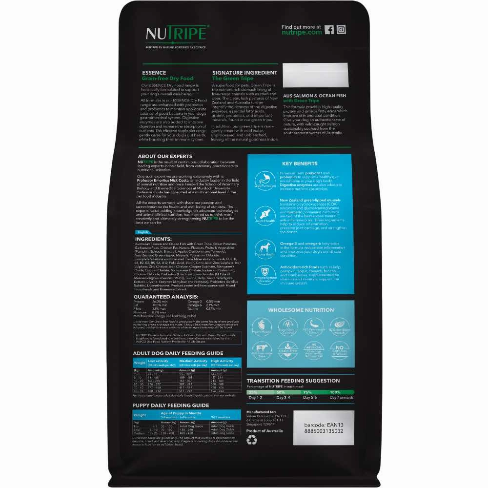 Nutripe Essence Australian Salmon & Ocean Fish with Green Tripe Grain-Free Dry Dog Food
