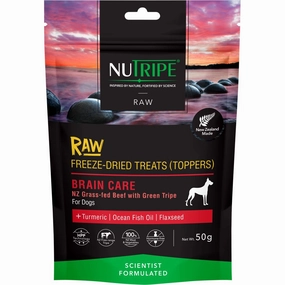 Nutripe Raw Brain Care Beef With Green Tripe Freeze-Dried Dog Treats (Toppers) 50g dog supplies dog food toys accessories dog bed