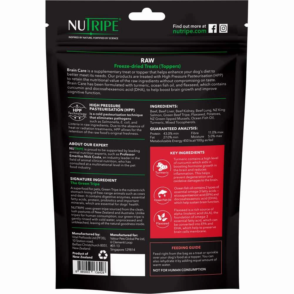 Nutripe Raw Brain Care Beef With Green Tripe Freeze-Dried Dog Treats (Toppers) 50g
