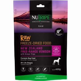 Nutripe Raw NZ Free-Range Venison With Green Tripe Grain-Free Freeze-Dried Dog Food 400g dog supplies dog food toys accessories dog bed