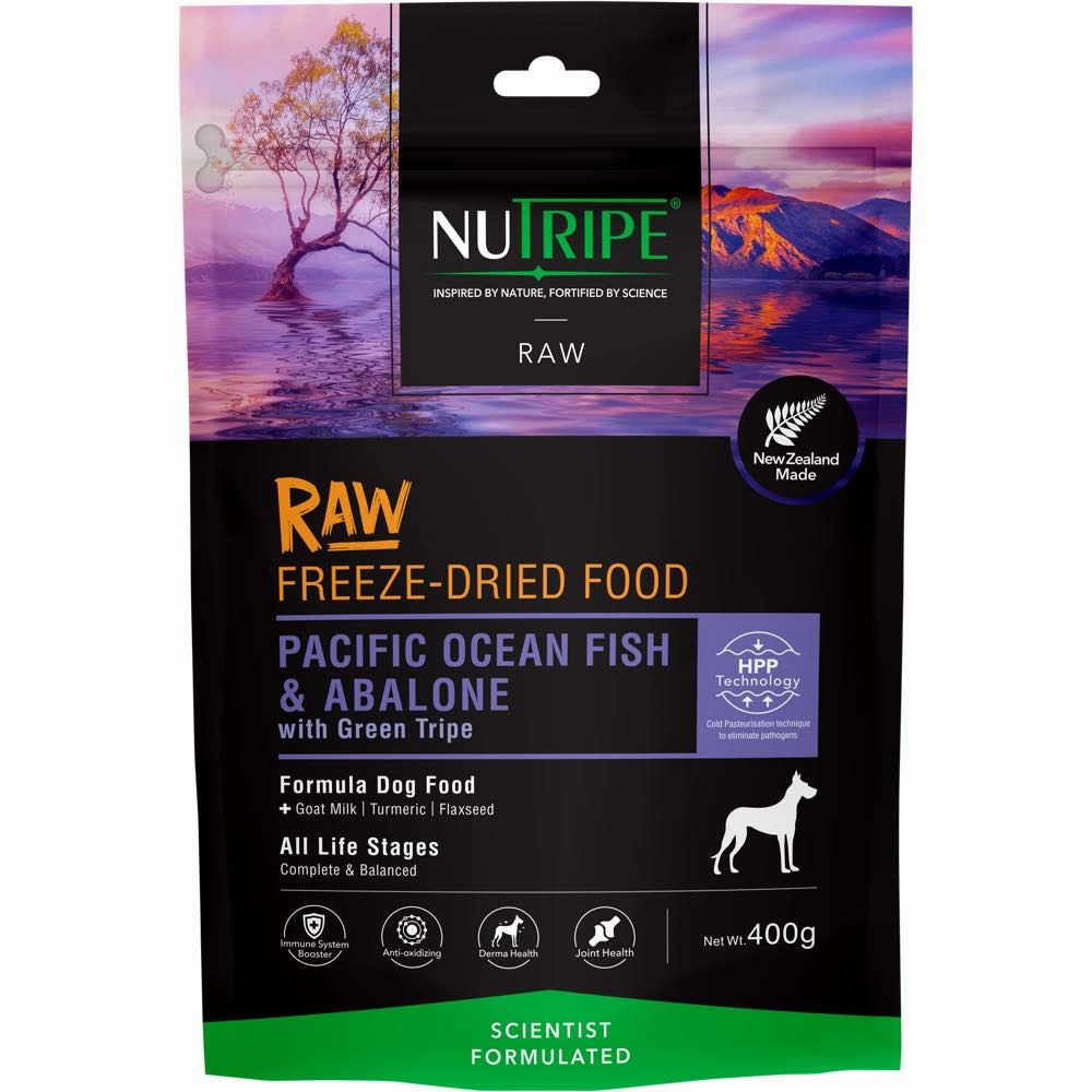 Nutripe Raw Pacific Ocean Fish & Abalone With Green Tripe Grain-Free Freeze-Dried Raw Dog Food 400g horse supplement horse vitamins animal probiotics livestock digestive aid horse immune booster