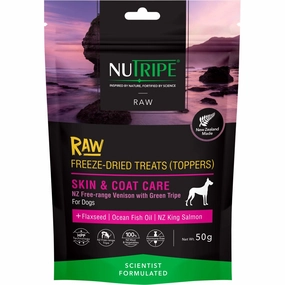 Nutripe Raw Skin & Coat Care Venison With Green Tripe Freeze-Dried Dog Treats (Toppers) 50g dog supplies dog food toys accessories dog bed
