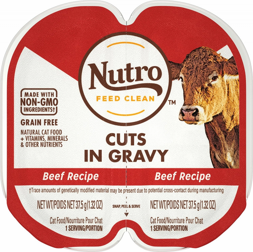 Nutro Perfect Portions Grain Free Cuts In Gravy Real Beef Recipe Wet Cat Food Trays cat calming diffuser cat stress relief anxiety cat treats cat relaxing spray pet mood aid