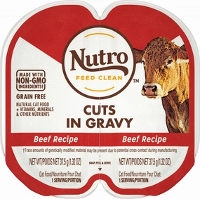 Nutro Perfect Portions Grain Free Cuts In Gravy Real Beef Recipe Wet Cat Food Trays cat calming diffuser cat stress relief anxiety cat treats cat relaxing spray pet mood aid