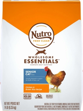 Nutro Wholesome Essentials Senior Cat Chicken and Brown Rice Dry Cat Food freeze dried dog food raw food for dogs dog freeze meal high protein dog food grain free freeze dog food