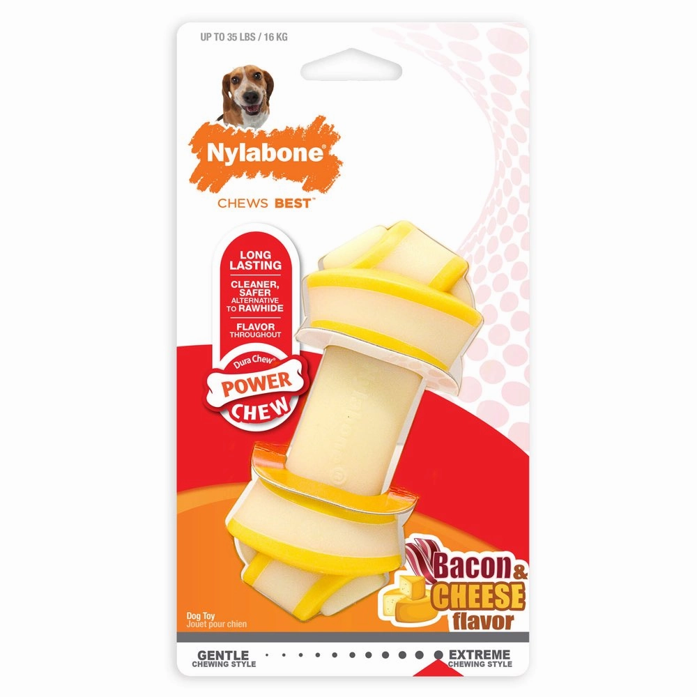 Nylabone Rawhide Knot Bacon & Cheese Dog Chew Bone no pull dog harness nylon dog leash dog walking set dog vest harness pet lead