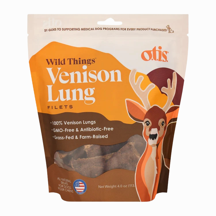 O.T.I.S. Wild Things Filets Dog Treats - Air-Dried Venison Lung - 4oz bag goat vitamins sheep health poultry medicine livestock supplement animal wellness