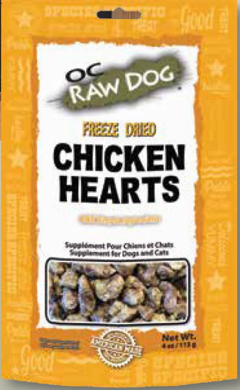 OC Raw Freeze-Dried Treats - Chicken Hearts 4oz Bag goat vitamins sheep health poultry medicine livestock supplement animal wellness