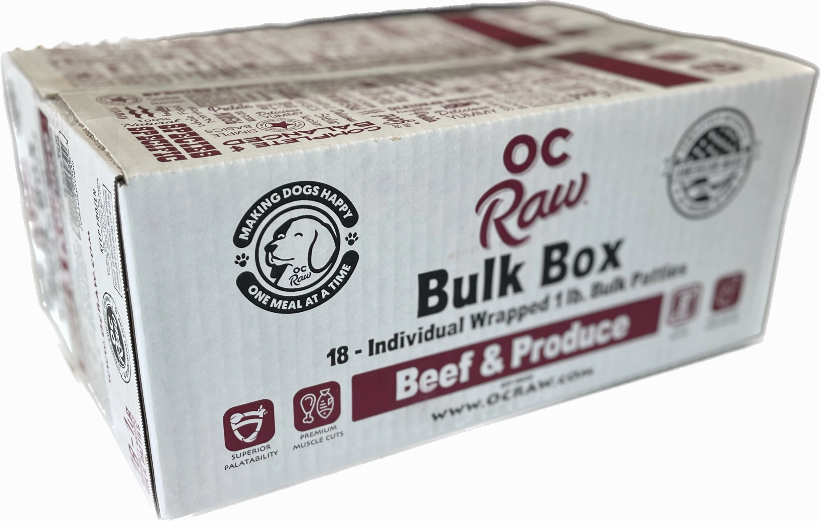OC Raw Frozen Dog Food Patties Beef & Produce 18lb Bulk Box livestock health goat wellness poultry spray cattle health aid goat nutrition