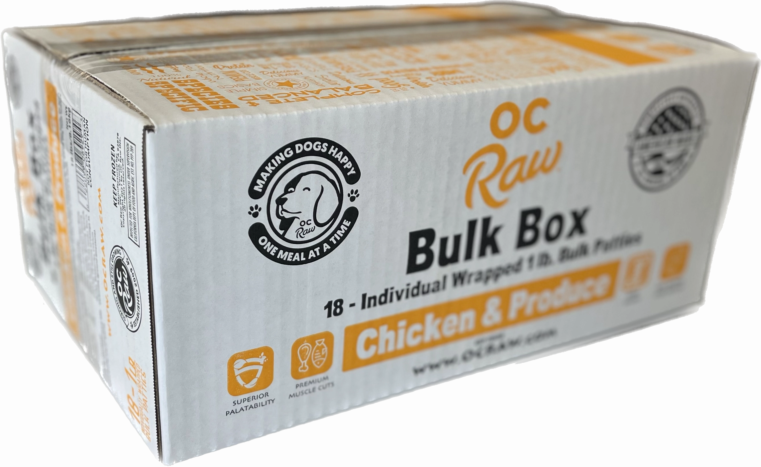 OC Raw Frozen Dog Food Patties Chicken & Produce 18lb Bulk Box livestock health goat wellness poultry spray cattle health aid goat nutrition