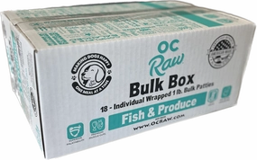OC Raw Frozen Dog Food Patties Fish & Produce 18lb Bulk Box livestock health goat wellness poultry spray cattle health aid goat nutrition