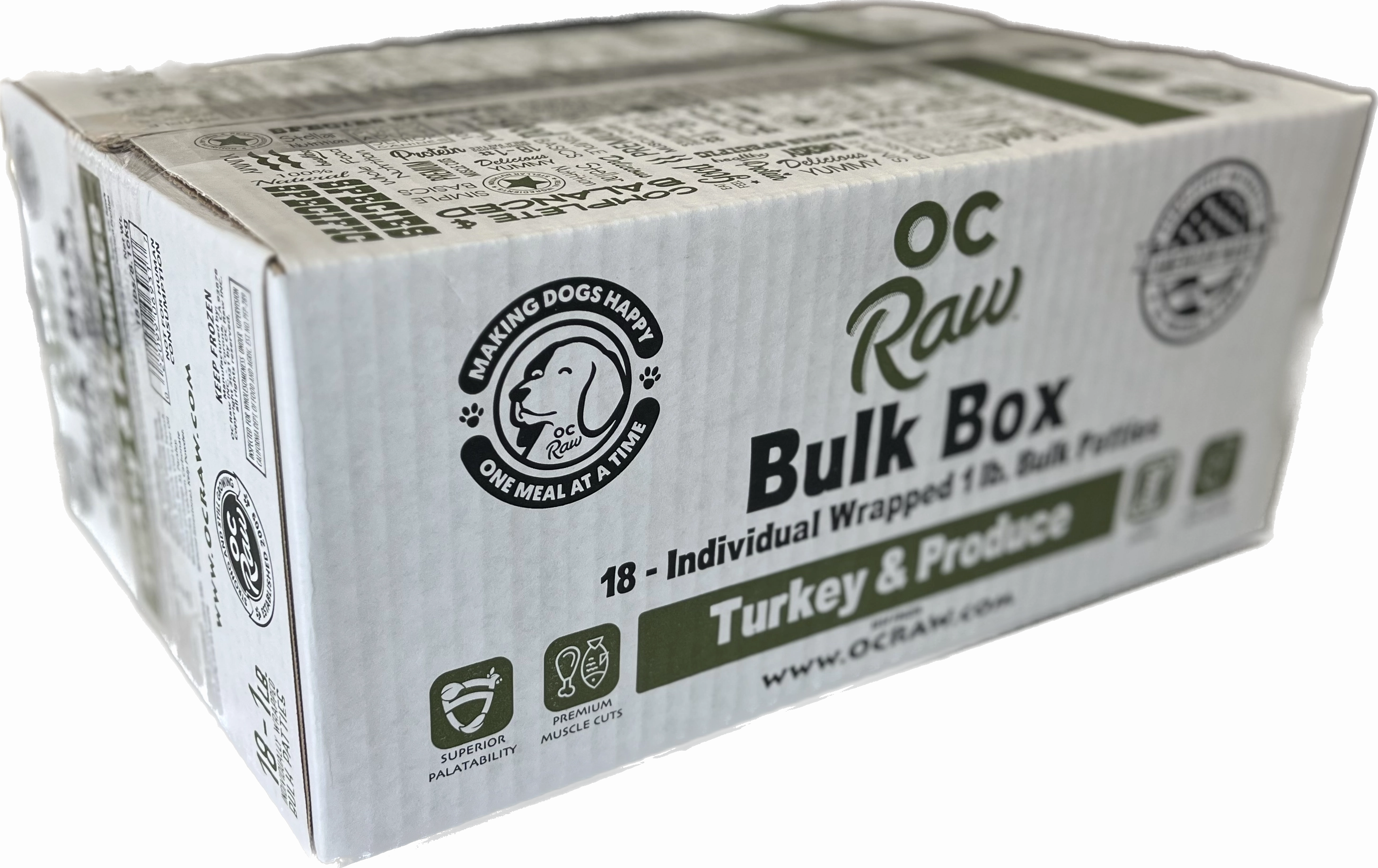 OC Raw Frozen Dog Food Patties Turkey & Produce 18lb Bulk Box livestock health goat wellness poultry spray cattle health aid goat nutrition