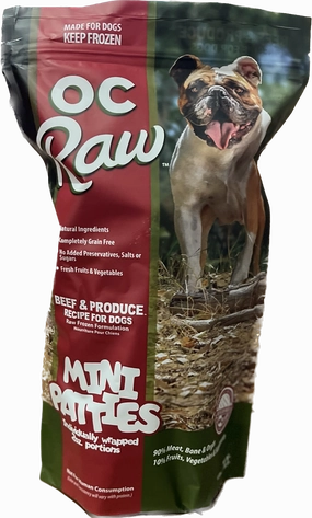 OC Raw Frozen Dog Food Sliders Beef & Produce 4lb Bag livestock health goat wellness poultry spray cattle health aid goat nutrition