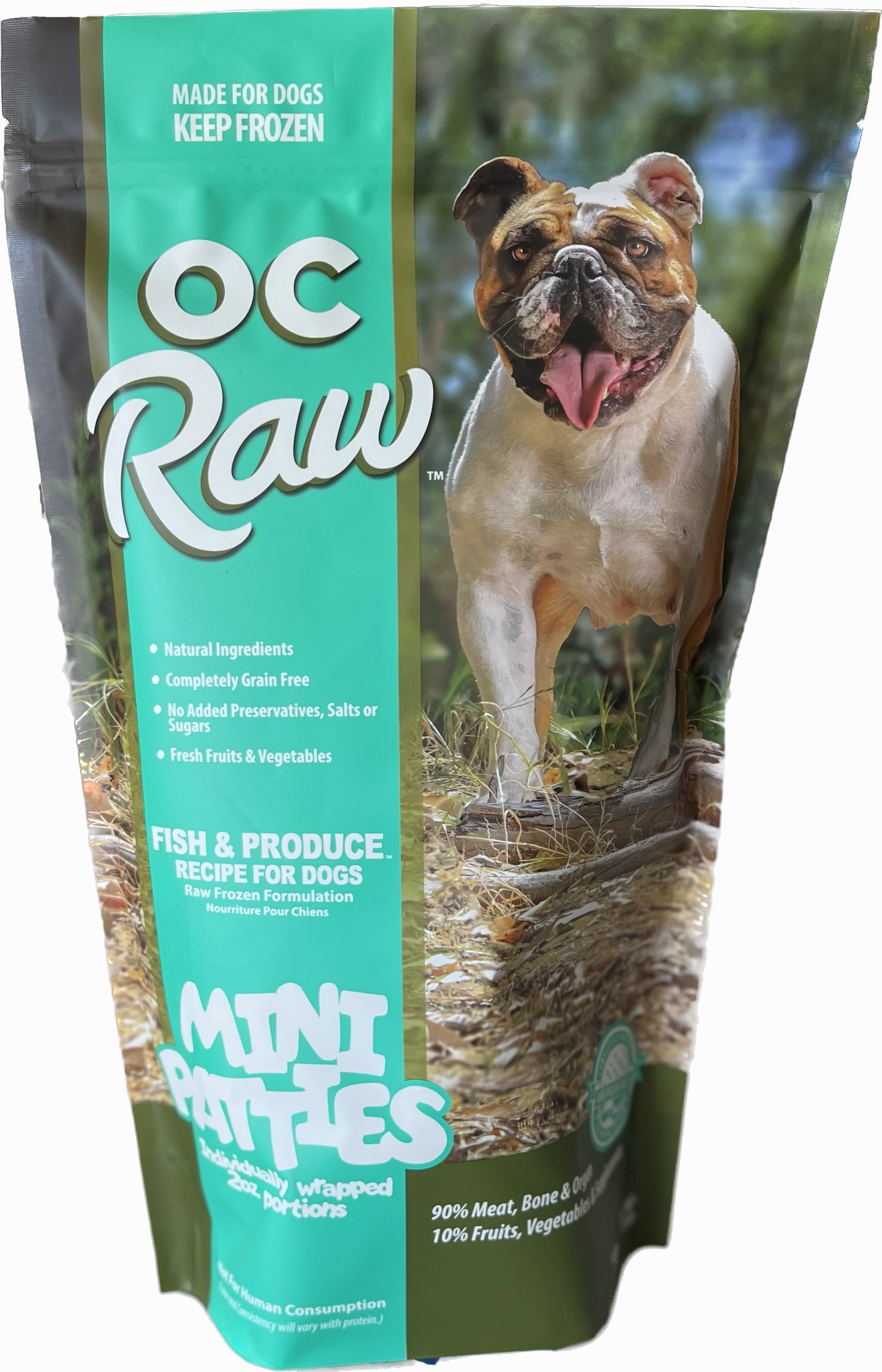 OC Raw Frozen Dog Food Sliders Fish & Produce 4lb Bag livestock health goat wellness poultry spray cattle health aid goat nutrition
