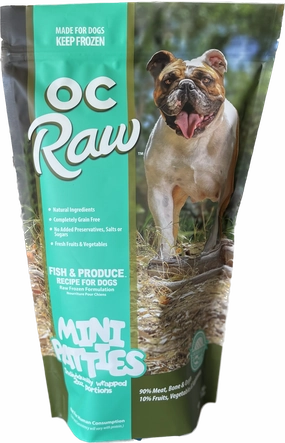 OC Raw Frozen Dog Food Sliders Fish & Produce 4lb Bag livestock health goat wellness poultry spray cattle health aid goat nutrition