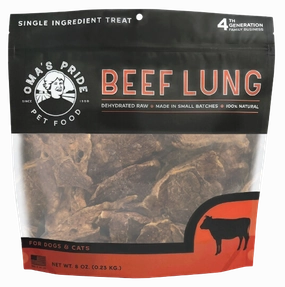 Oma's Pride Dehydrated Beef Lung Treats 8oz Bag goat vitamins sheep health poultry medicine livestock supplement animal wellness