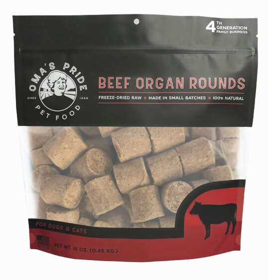 Oma's Pride Dehydrated Beef Organ Round Treats 16oz Bag goat vitamins sheep health poultry medicine livestock supplement animal wellness