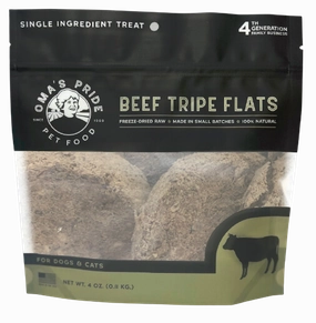 Oma's Pride Dehydrated Beef Tripe Flat Treats 4oz Bag goat vitamins sheep health poultry medicine livestock supplement animal wellness