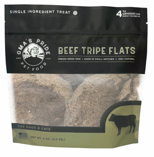 Oma's Pride Dehydrated Beef Tripe Flat Treats 4oz Bag goat vitamins sheep health poultry medicine livestock supplement animal wellness