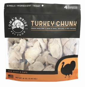 Oma's Pride Dehydrated Turkey Breast Chunk Treats 16oz Bag goat vitamins sheep health poultry medicine livestock supplement animal wellness