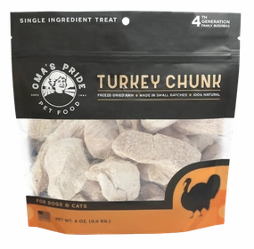 Oma's Pride Dehydrated Turkey Breast Chunk Treats 4oz Bag goat vitamins sheep health poultry medicine livestock supplement animal wellness