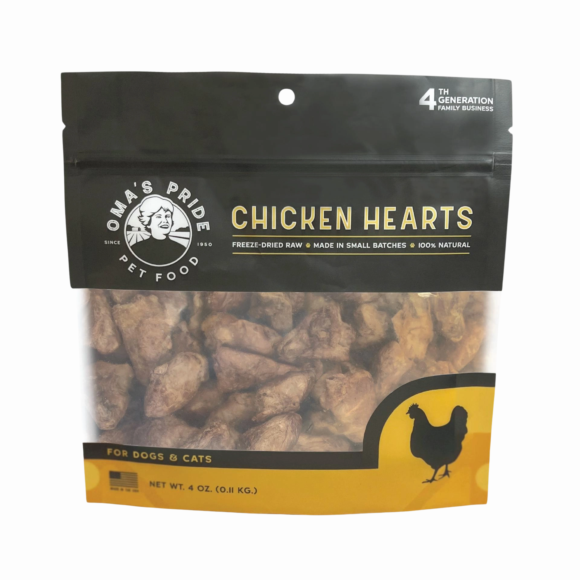Oma's Pride Freeze-Dried Chicken Heart 4oz Bag goat vitamins sheep health poultry medicine livestock supplement animal wellness