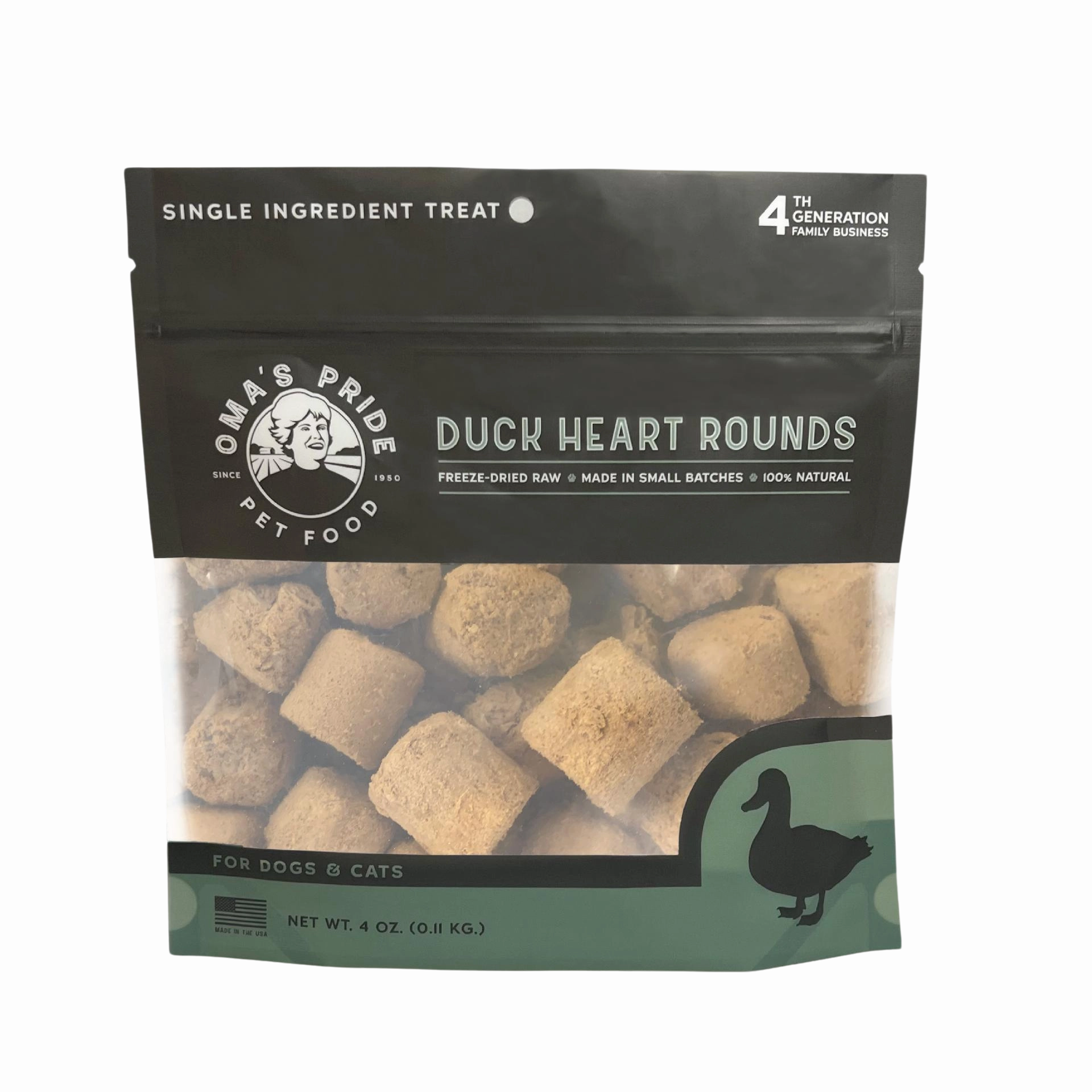 Oma's Pride Freeze-Dried Duck Heart Rounds 4oz Bag goat vitamins sheep health poultry medicine livestock supplement animal wellness